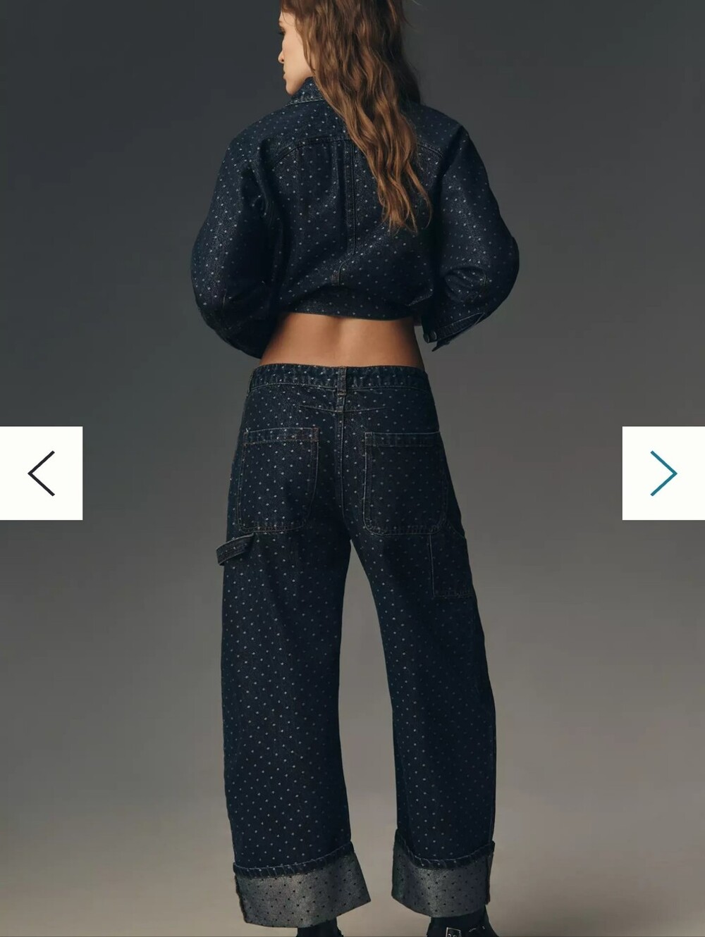 Anthropologie Dark Blue Wide-Leg Polka Dot Jeans - Picture 4 of 6